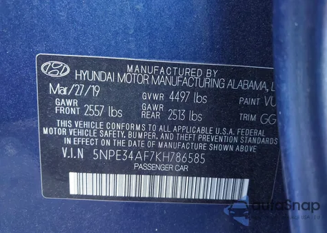 2019 Hyundai Sonata Limited z USA, uszkodzony, nr VIN 5NPE34AF7KH786585